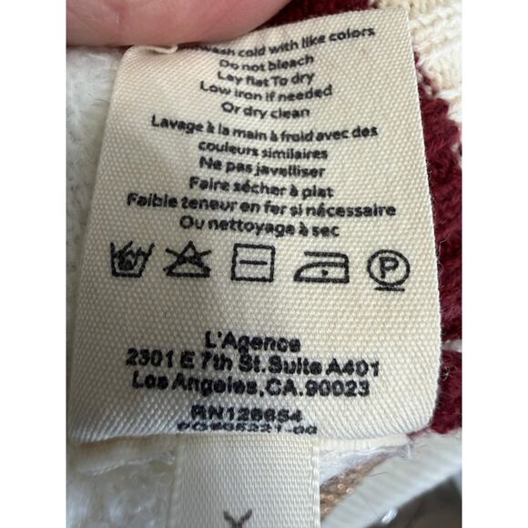 L’AGENCE Archer Cardigan Sweater Ivory Striped Gold Button Women's M - Picture 13 of 14